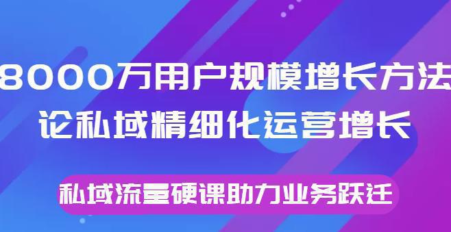 图片[1]-8000万用户规模增长方法论私域精细化运营增长，私域流量硬课助力业务跃迁-人生海web技术分享