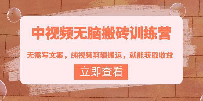 中视频无脑搬砖训练营：无需写文案，纯视频剪辑搬运，就能获取收益！
