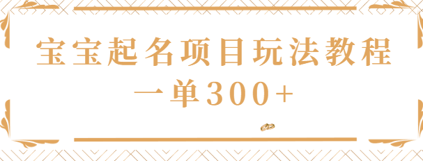 图片[1]-宝宝起名项目玩法教程，一单300+，初中生都能做的项目-人生海web技术分享