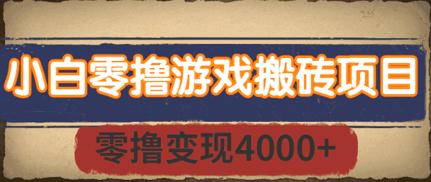图片[1]-小白零撸游戏搬砖项目，长期稳定，零撸变现4000+，适合宝妈和学生党【视频教程】-人生海web技术分享