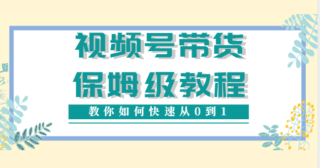 图片[1]-视频号带货保姆级教程，教你如何快速从0到1，一月搞10个W-人生海web技术分享