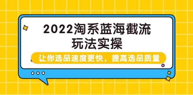 图片[1]-2022淘系蓝海截流玩法实操：让你选品速度更快，提高选品质量（价值599）-人生海web技术分享