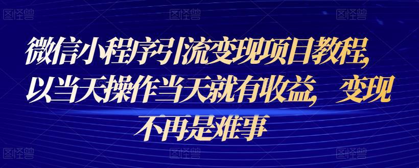 图片[1]-微信小程序引流变现项目教程，以当天操作当天就有收益，变现不再是难事-人生海web技术分享