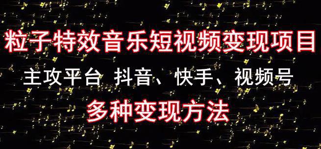 黄岛主《粒子特效音乐短视频变现项目》主攻平台抖音、快手、视频号多种变现方法