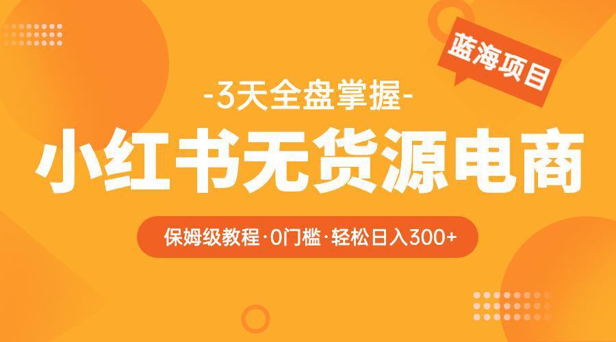 2023小红书无货源电商【保姆级教程从0到日入300】爆单3W