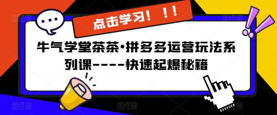 牛气学堂茶茶•拼多多运营玩法系列课—-快速起爆秘籍【更新】