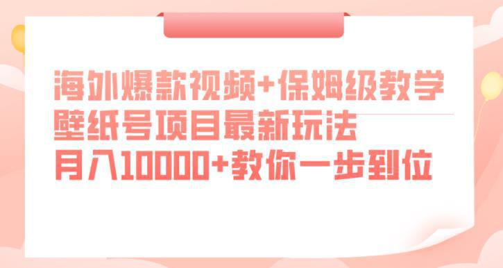 海外爆款视频 保姆级教学，壁纸号项目最新玩法，月入10000 教你一步到位【揭秘】