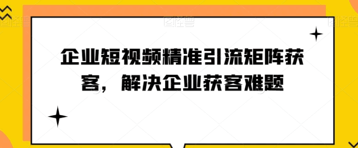 图片[1]-短视频时代，企业如何实现精准引流与矩阵获客【实战攻略】-阿灿说钱