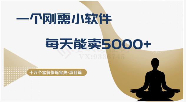 十万个富翁修炼宝典之17.一个刚需小软件，每天能卖5000 