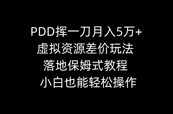 图片[1]-PDD挥一刀月入5万+，虚拟资源差价玩法，落地保姆式教程，小白也能轻松操作-阿灿说钱