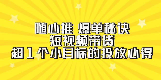 图片[1]-随心推 爆单秘诀，短视频带货-超1个小目标的投放心得（7节视频课）-阿灿说钱