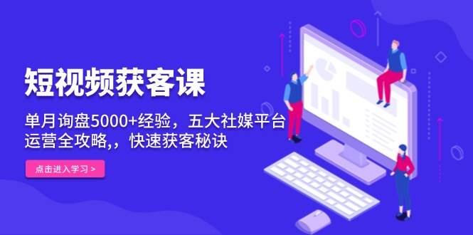 短视频获客课，单月询盘5000+经验，五大社媒平台运营全攻略,，快速获客… -1